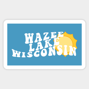 Sunshine in Wazee Lake Wisconsin Retro Wavy Summer Text Sticker